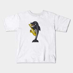 Dolphin Saxophone Jazz Lovers Gift Kids T-Shirt